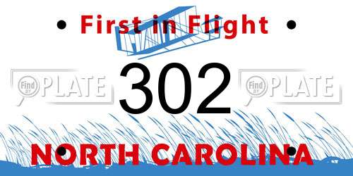 302 North Carolina License Plate