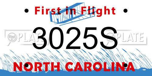 3025S North Carolina License Plate