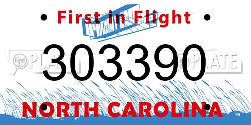 303390 North Carolina License Plate