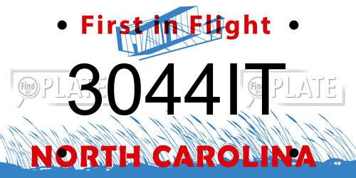 3044IT North Carolina License Plate