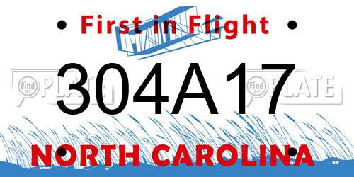 304A17 North Carolina License Plate