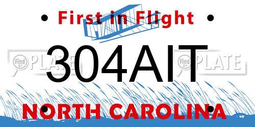 304AIT North Carolina License Plate