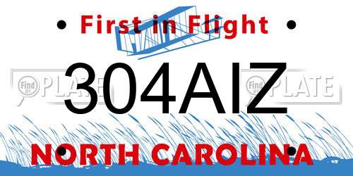 304AIZ North Carolina License Plate