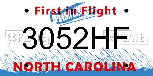 3052HF North Carolina License Plate