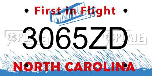 3065ZD North Carolina License Plate