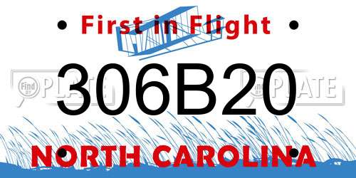 306B20 North Carolina License Plate