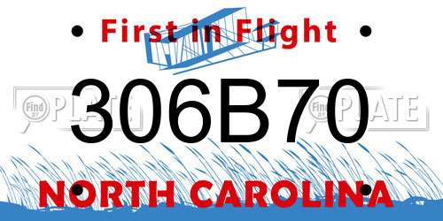 306B70 North Carolina License Plate