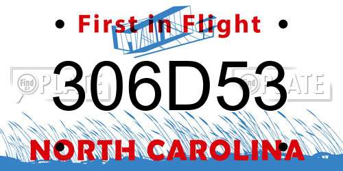 306D53 North Carolina License Plate