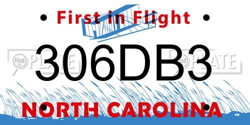 306DB3 North Carolina License Plate