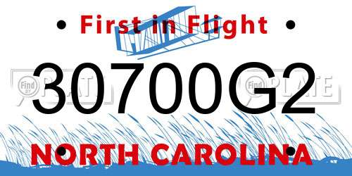 30700G2 North Carolina License Plate