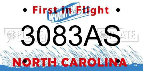3083AS North Carolina License Plate
