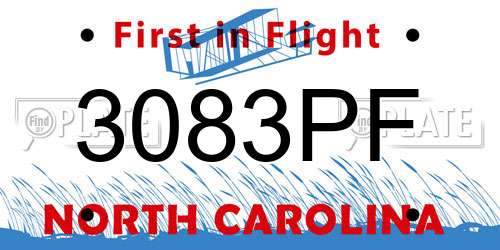 3083PF North Carolina License Plate