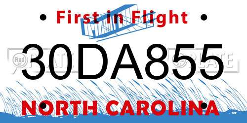 30DA855 North Carolina License Plate