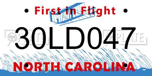 30LD047 North Carolina License Plate