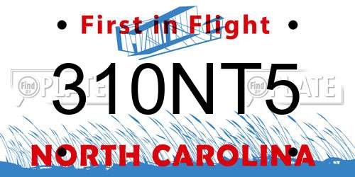 310NT5 North Carolina License Plate