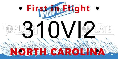 310VI2 North Carolina License Plate
