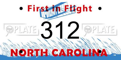 312 North Carolina License Plate