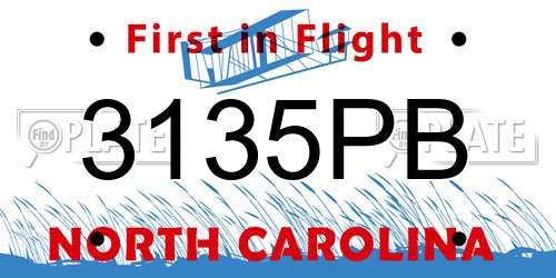 3135PB North Carolina License Plate