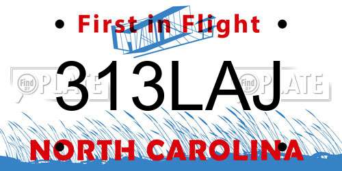 313LAJ North Carolina License Plate