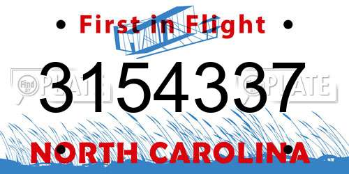 3154337 North Carolina License Plate