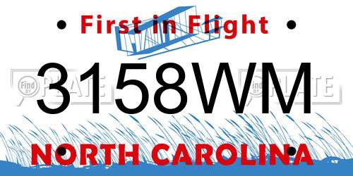 3158WM North Carolina License Plate