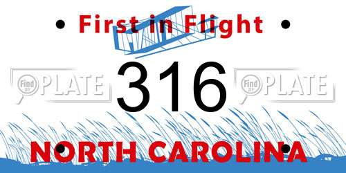 316 North Carolina License Plate