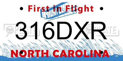 316DXR North Carolina License Plate