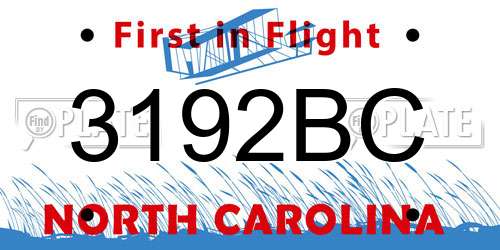 3192BC North Carolina License Plate