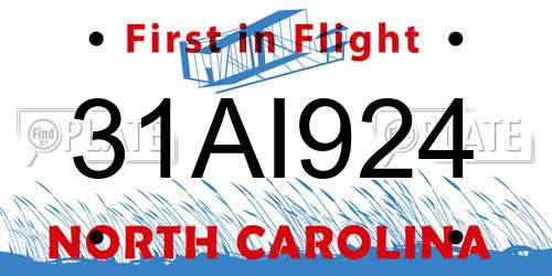 31AI924 North Carolina License Plate