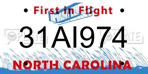31AI974 North Carolina License Plate