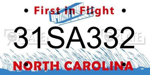 31SA332 North Carolina License Plate