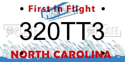 320TT3 North Carolina License Plate