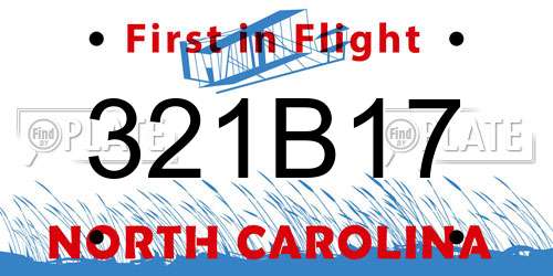 321B17 North Carolina License Plate