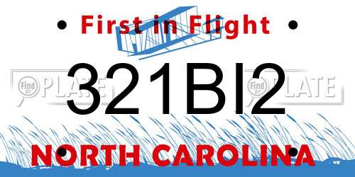 321BI2 North Carolina License Plate