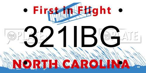 321IBG North Carolina License Plate