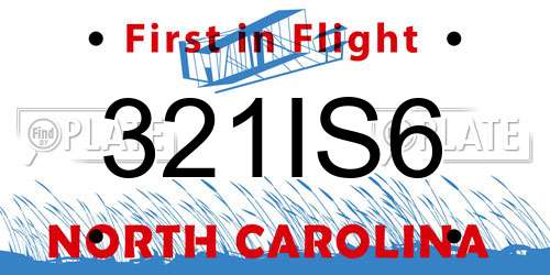 321IS6 North Carolina License Plate