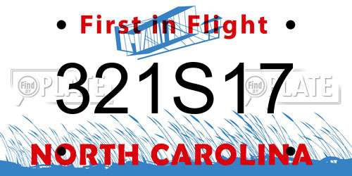 321S17 North Carolina License Plate