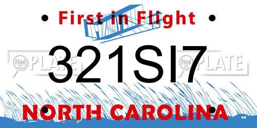 321SI7 North Carolina License Plate