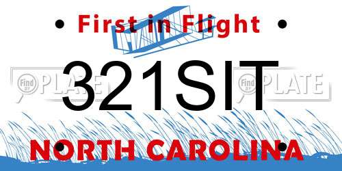 321SIT North Carolina License Plate