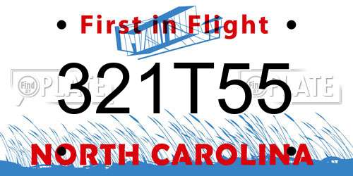 321T55 North Carolina License Plate