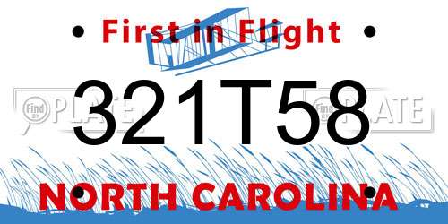 321T58 North Carolina License Plate