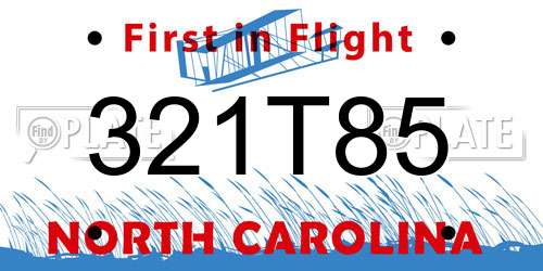 321T85 North Carolina License Plate