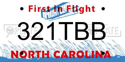 321TBB North Carolina License Plate
