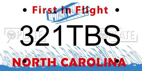 321TBS North Carolina License Plate