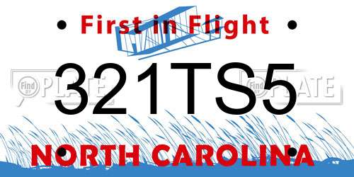 321TS5 North Carolina License Plate