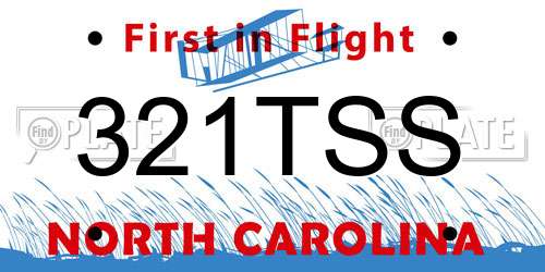 321TSS North Carolina License Plate