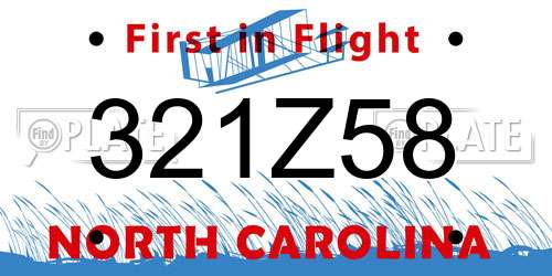 321Z58 North Carolina License Plate