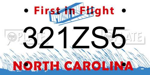 321ZS5 North Carolina License Plate