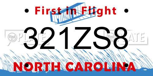 321ZS8 North Carolina License Plate