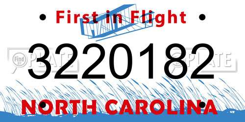 3220182 North Carolina License Plate